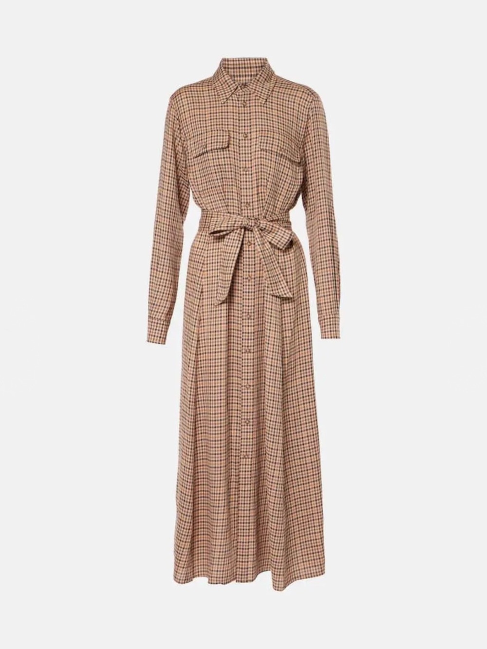 Polo Ralph Lauren Cotton and Wool-Blend Shirt Dress Tie Waist
